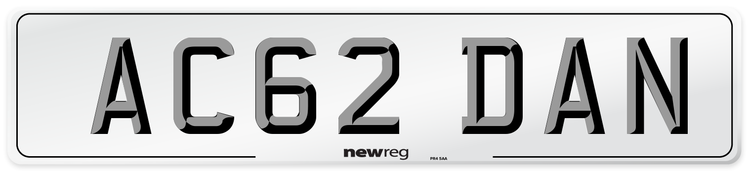 AC62 DAN Number Plate from New Reg